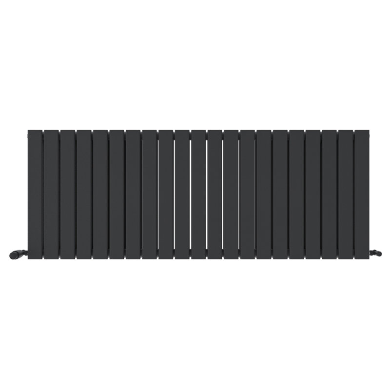 iBathUK Belgravia Horizontal Double Slim Flat Panel Radiator (KDW229), 60cm H x 159.6cm W x 6.9cm D, Grey