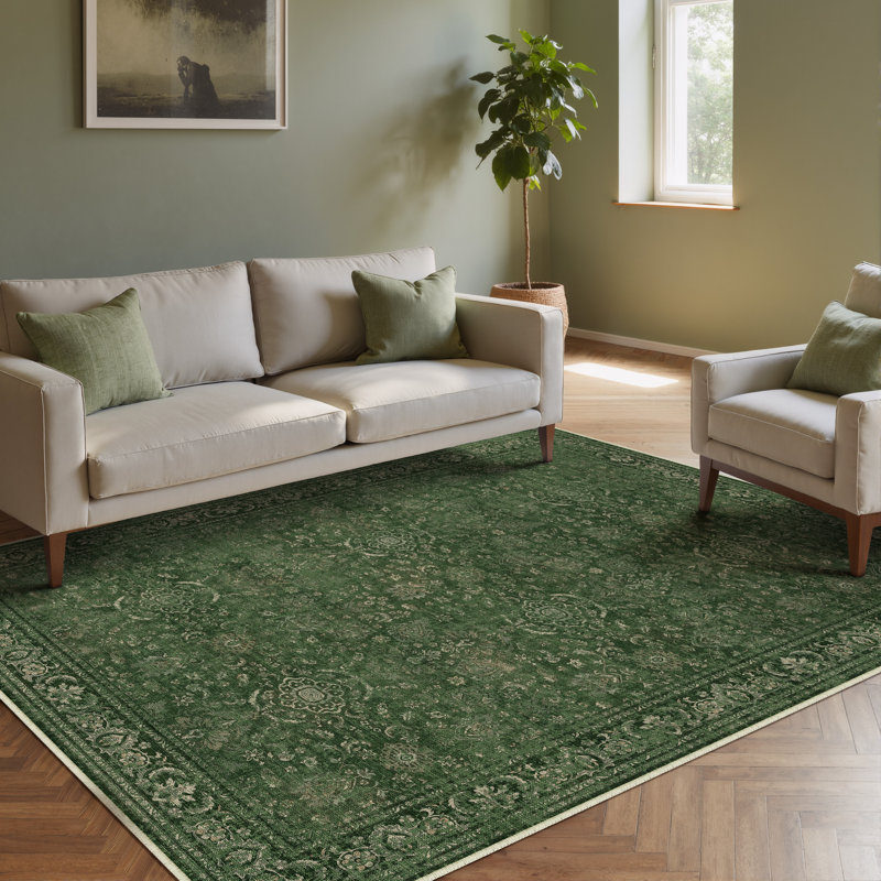 Ainez Tranditional Oriental Machine Washable Area Rugs With Non-Slip Backing, Rectangle 5' x 7'