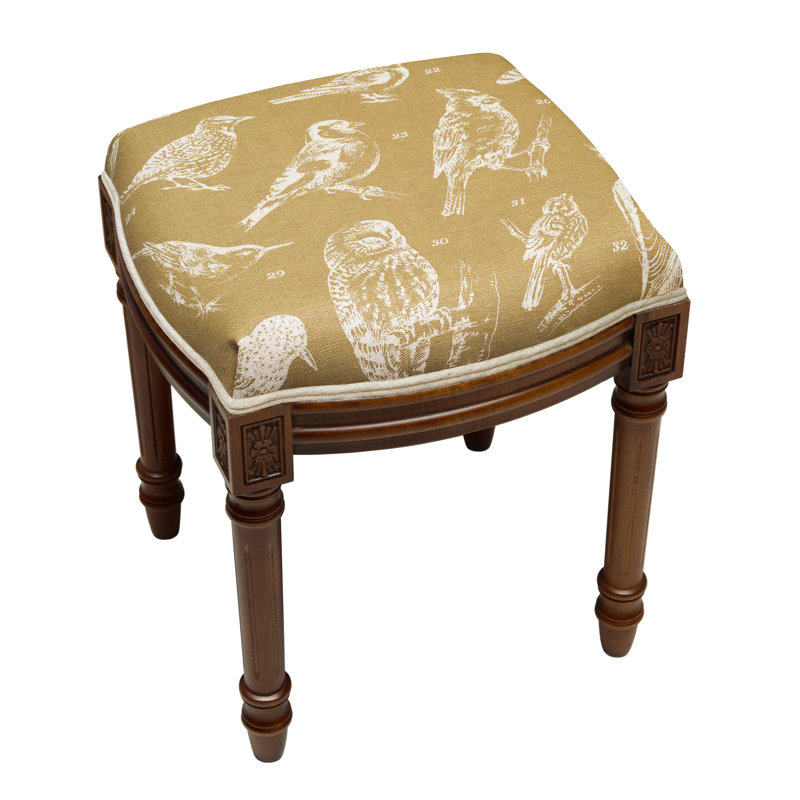 Tabouret de coiffeuse en lin taupe, Noyers, Brun clair