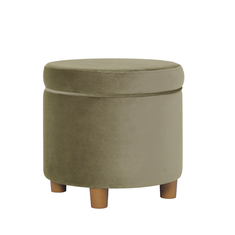 Mayen 19" Wide Round Storage Ottoman, Light Sage Green Velvet