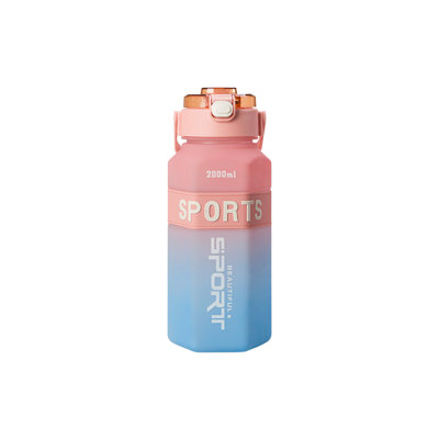Water Bottle Sports Water Bottle Drink Gradient Color Water Cup Portable Hexagonal Space Cup Outdoor Fitness Handle Plastic Cup