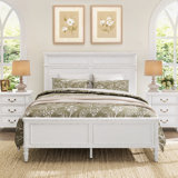 Mid-Century Modern Solid Wood Platform Bed with Cross-patterned Headboard