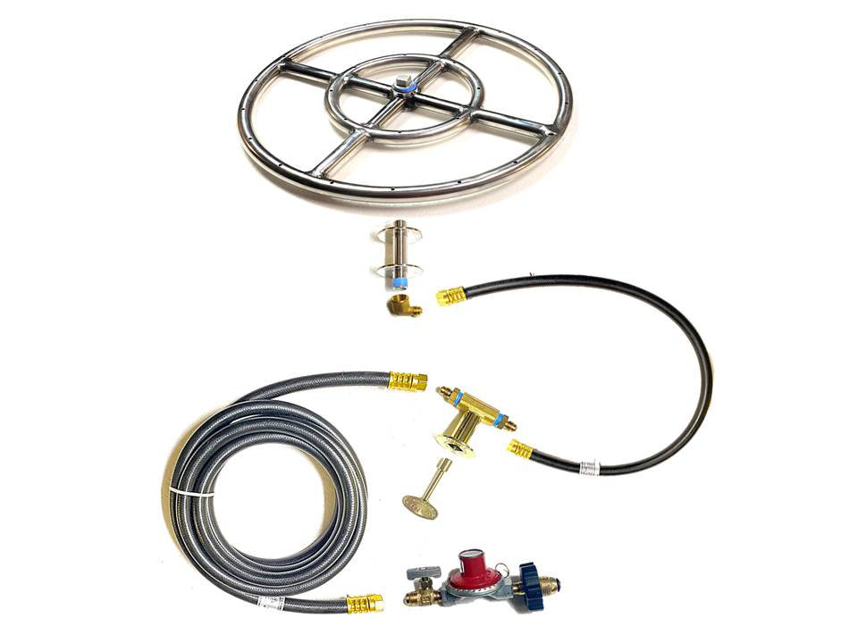 Easy Fire Pits EasyFirePits Deluxe Propane Fire Pit Connection Kit and 316 Stainless Double Ring