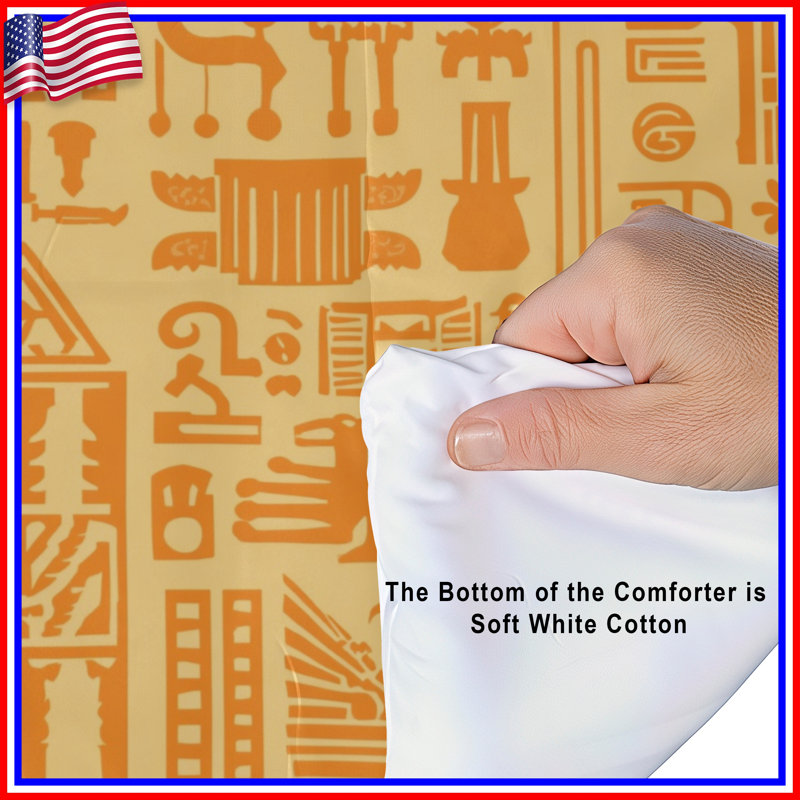 Egyptian Hieroglyphs Pattern Comforter, Queen