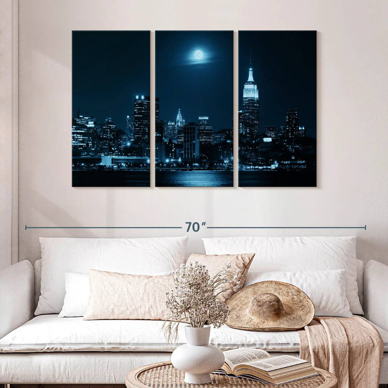 Sebbie lever de la lune sur Manhattan, H 32 po x l 50 po