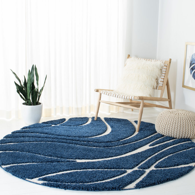 Tapis à poils longs Umaiza, Rond 6 pi 7 po