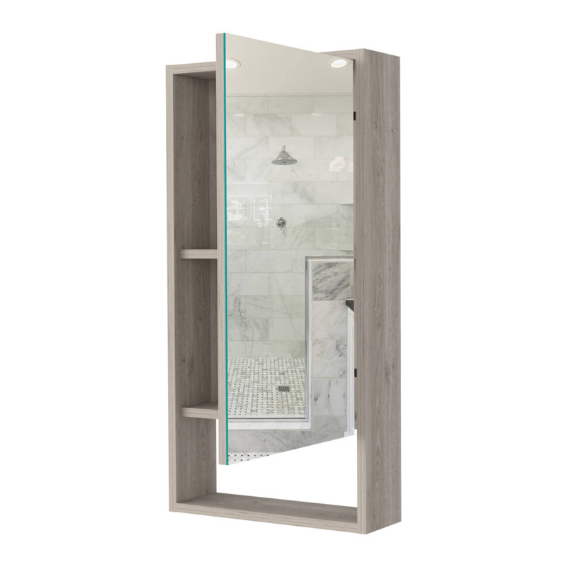 Armoire à pharmacie rectangulaire avec miroir Burlington, Gris clair