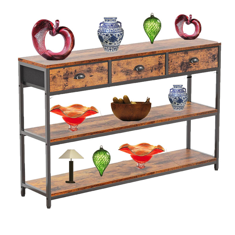 Console Sofa Table, Brown/Black