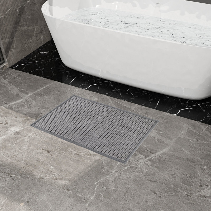 15,75 po X 23,62 po Tapis de bain chenille, antidérapant, doux et très absorbant pour la salle de bain, gris, Gris