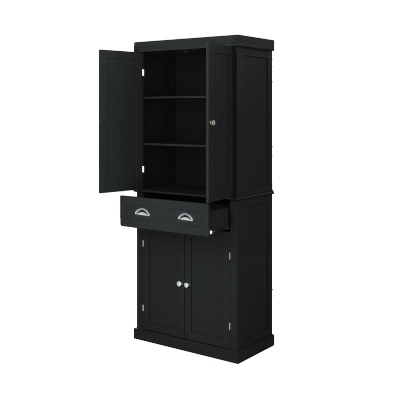Armoire de rangement 71 "avec garde-manger 71", avec 4 portes, tiroir, 2 tablettes réglables, armoire autoportante pour salle à manger, buanderie