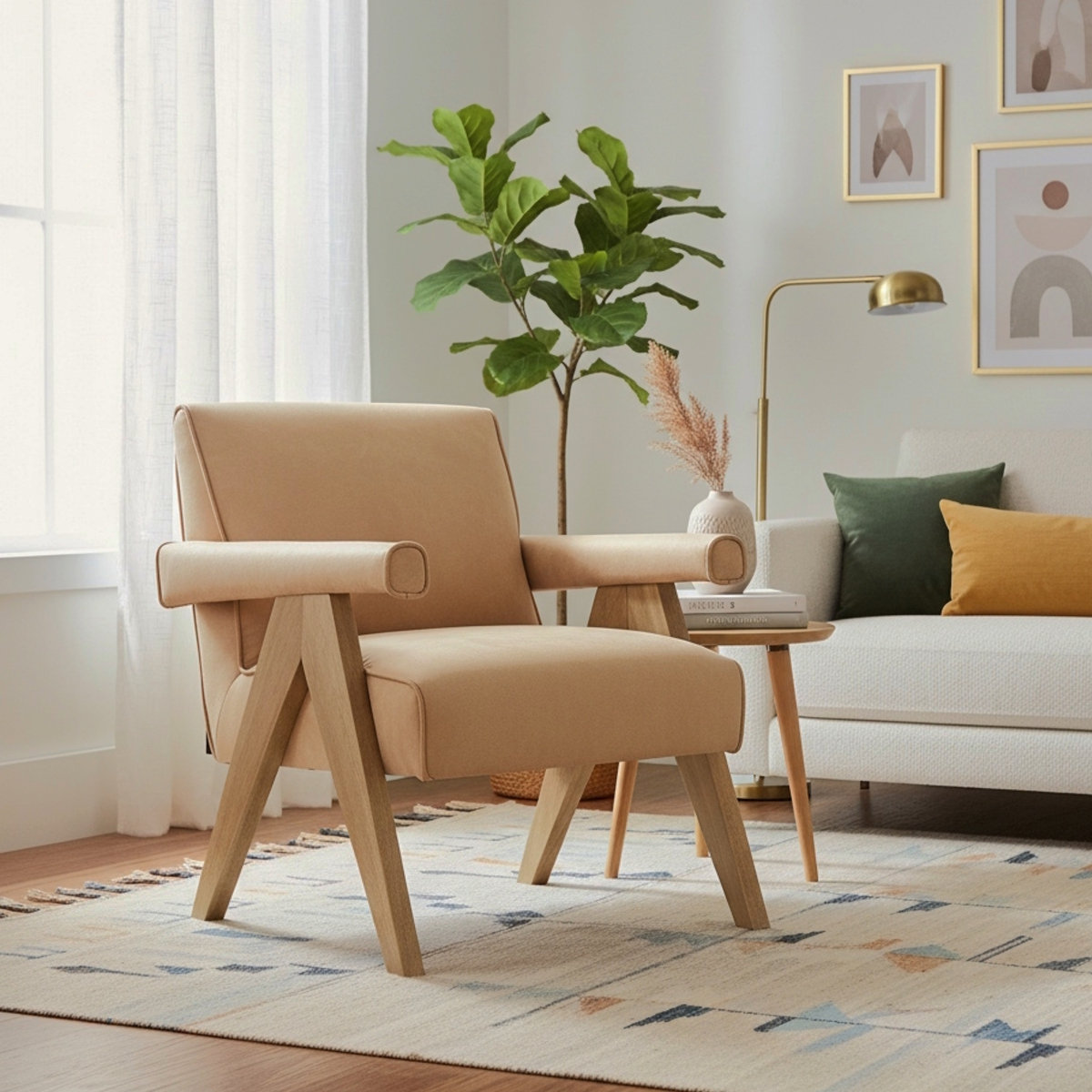 Vegan Leather Side Chair, Desert Sand Vegan Leather