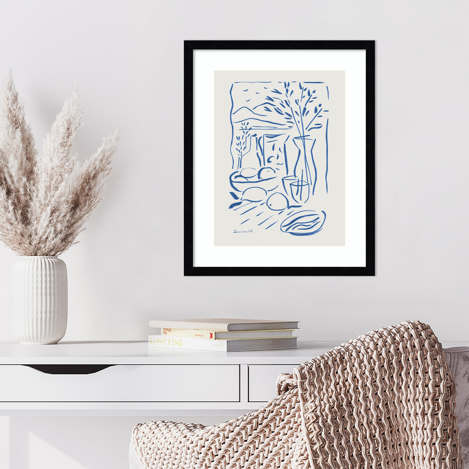 Mediterranean View by Dan Hobday Wood Framed Wall Art Print, Black Framed, 21" H x 17" W