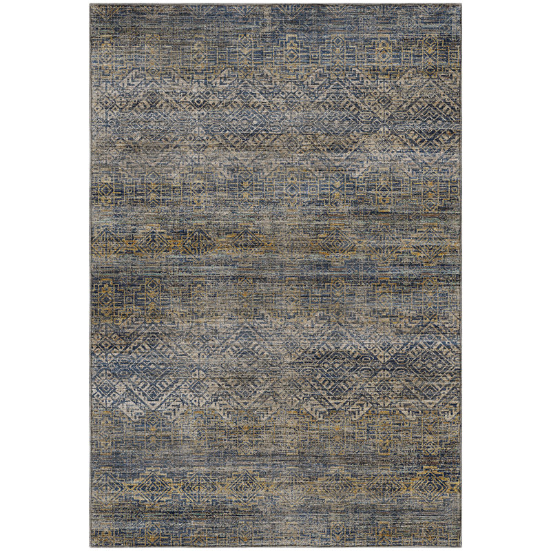 Tapis à motif géométrique du sud-ouest Christie, Marine, 3 pi x 5 pi