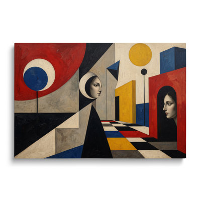 Portrait féminin surréaliste de style Bauhaus, impression sur toile - 20 x 30 pouces