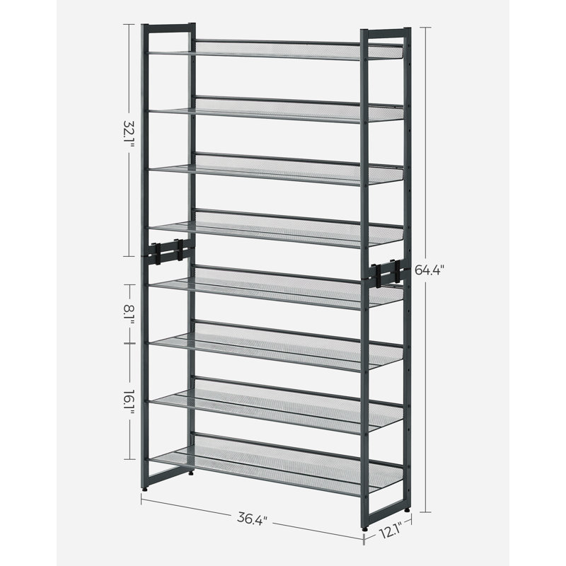 15 Pair Stackable Shoe Rack, Black