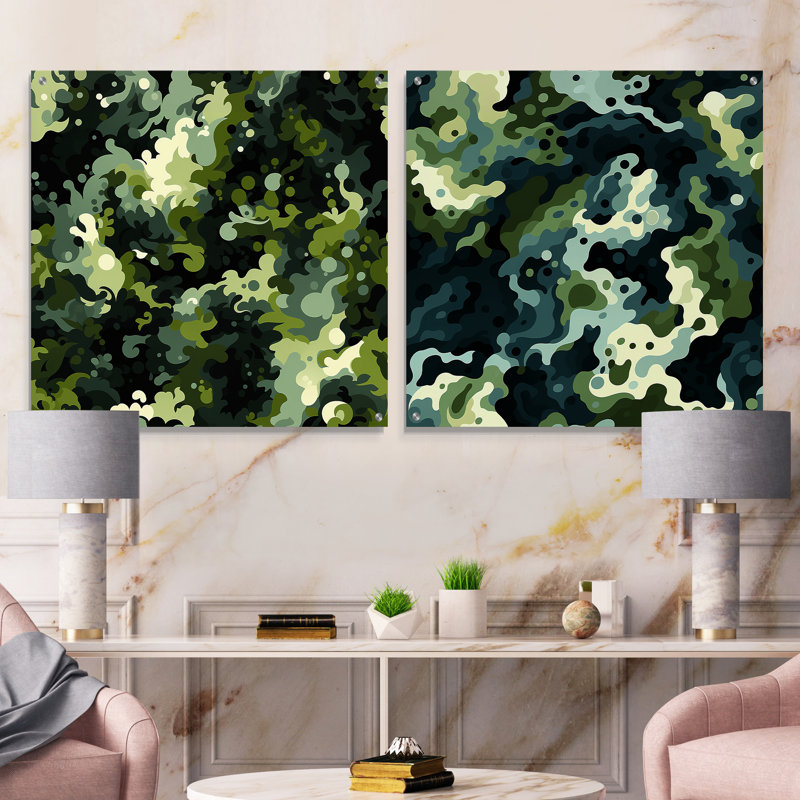 Corienne - Ensemble de 2 verres abstraits muraux en acrylique, H 16 po x l 33 po