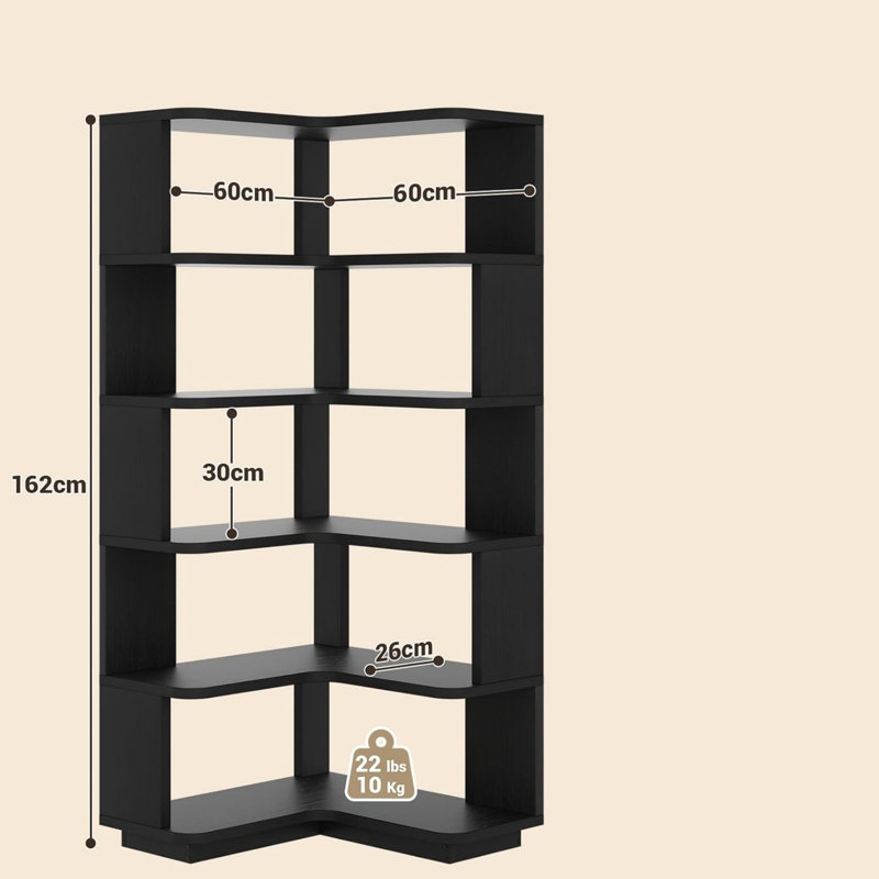 162 cm H x 60 cm W Bookcase, Black