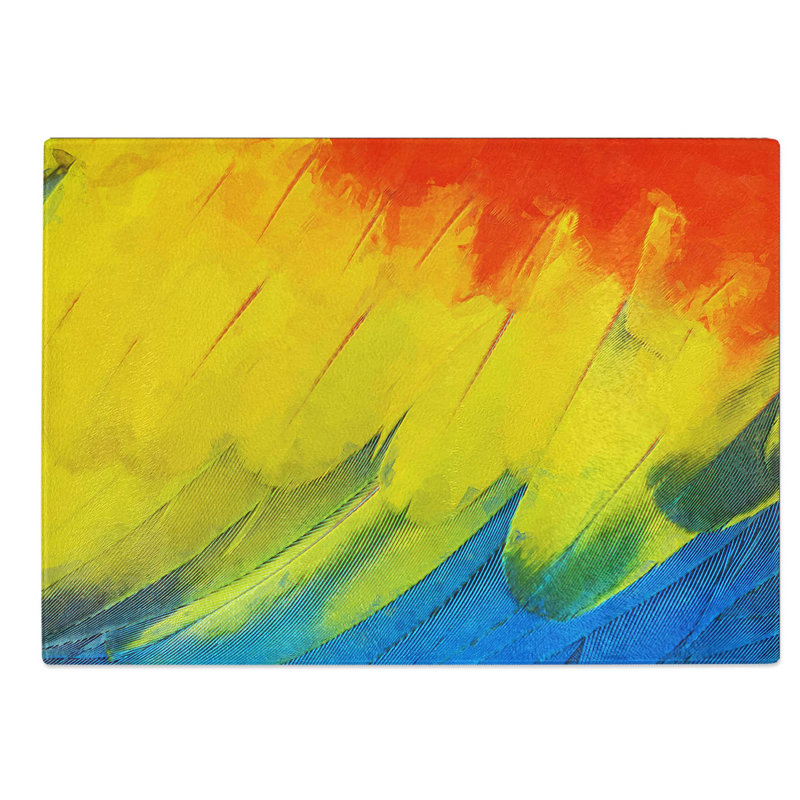 Glass Feathers of The Parrot in Abstract Chopping Board, 28.5 cm W x 20 cm L