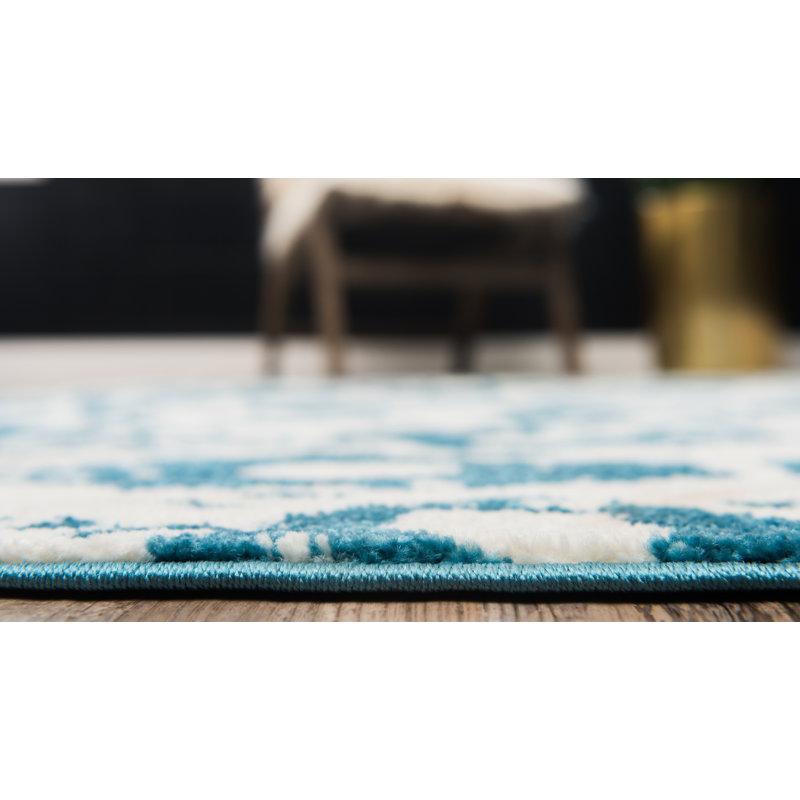 Tapis bleu Walmoor Ikat, Rond 3 pi 3 po