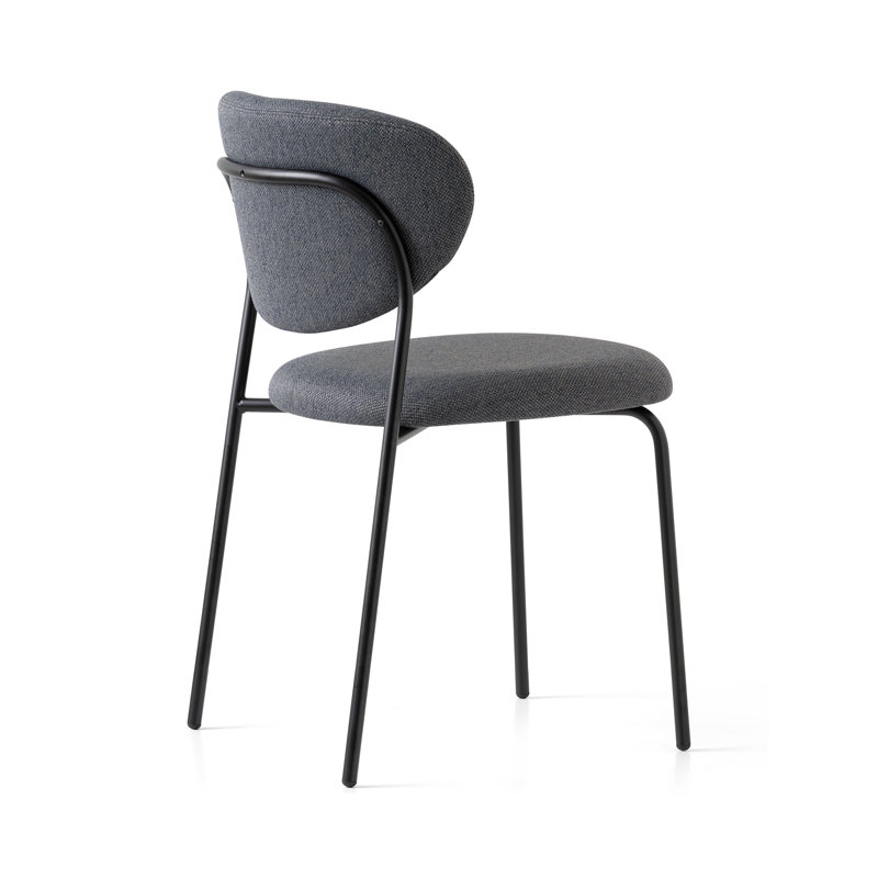 Cozy Upholstered Chair with Metal Frame, Burgundy, Matt Black