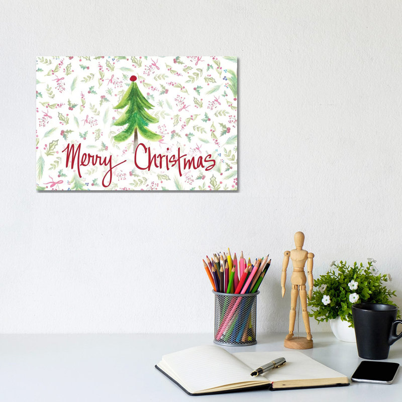 Merry Christmas Tree by Ani Del Sol - Wrapped Canvas Print, 20.32 cm H x 30.48 cm W