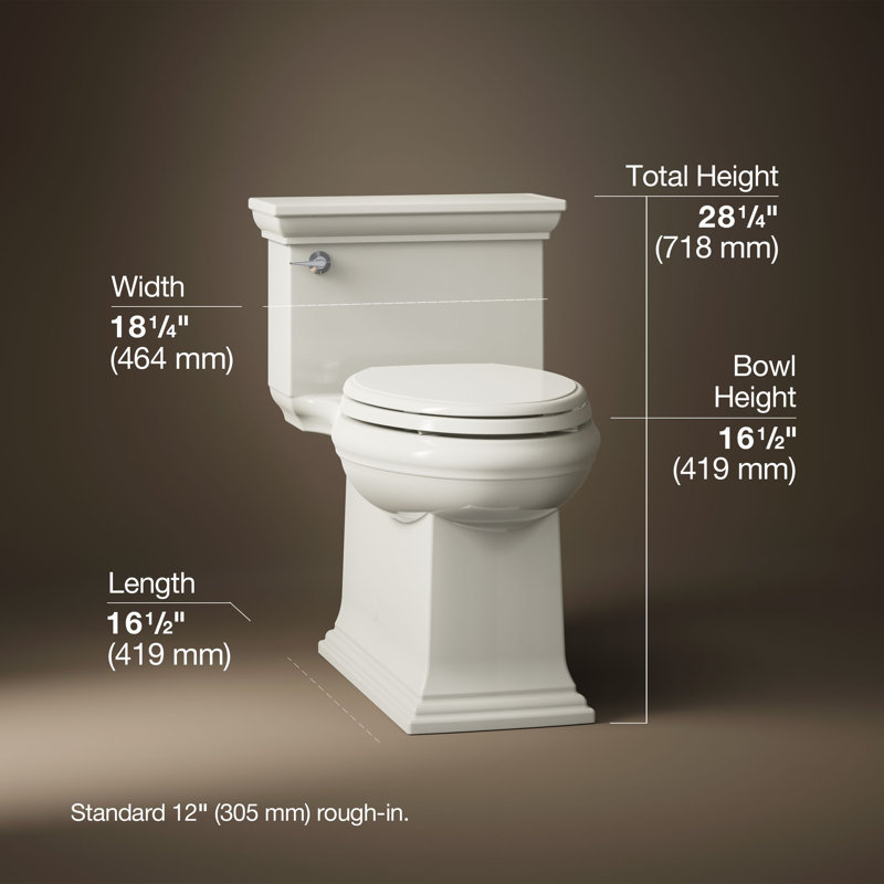 Memoirs Stately Comfort Height 1.28 gpf One-piece Compact Elongated Toilet, Biscuit