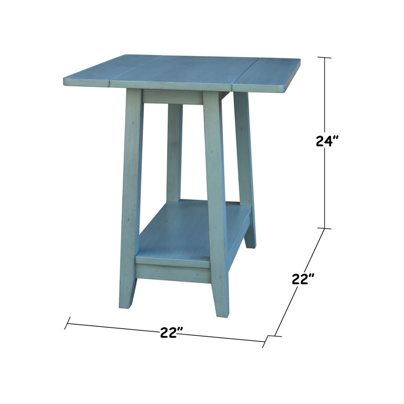 Keiandre Solid Wood End Table, Antique Rubbed Ocean Blue