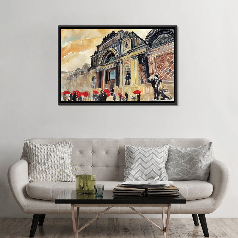 «Glyptotek» par Maja Wronska, impression sur toile, Toile avec cadre noir, Pas de tapis, H 32 po x l 48 po x P 1,5 po