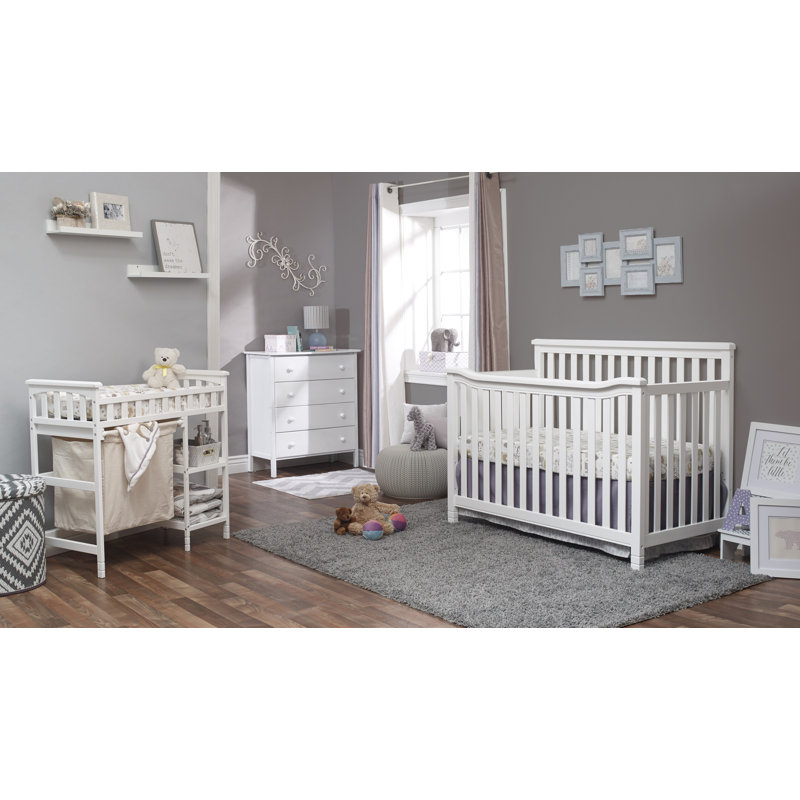 White Wood 4-in-1 Convertible Nursery Furniture Set
