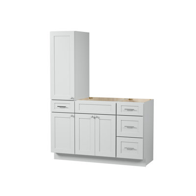 Disar 54'' Single Bathroom Vanity With Left Tall Linen Cabinet Dovetail Solid Wood Drawer Base Only