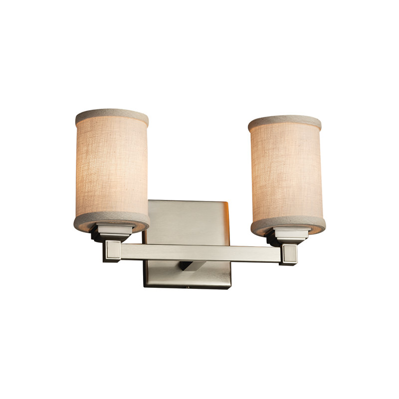 2 bouteilles 60w cylindriques avec rebord plat 2 lumières meuble-lavabo Geoffroy, Chrome poli, Crème