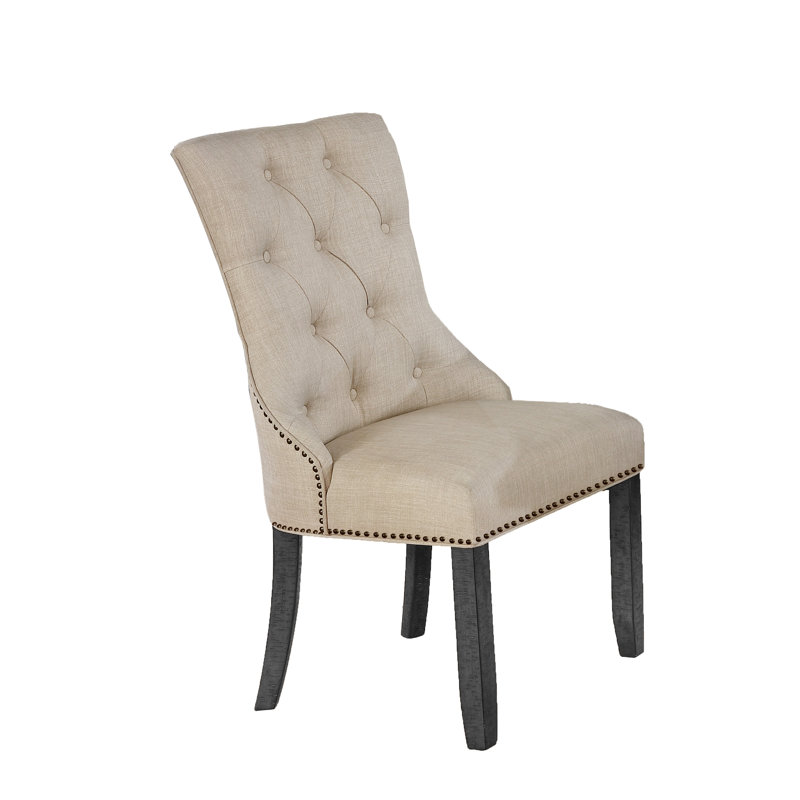 Chaise parsons capitonnée en lin rembourré, Beige
