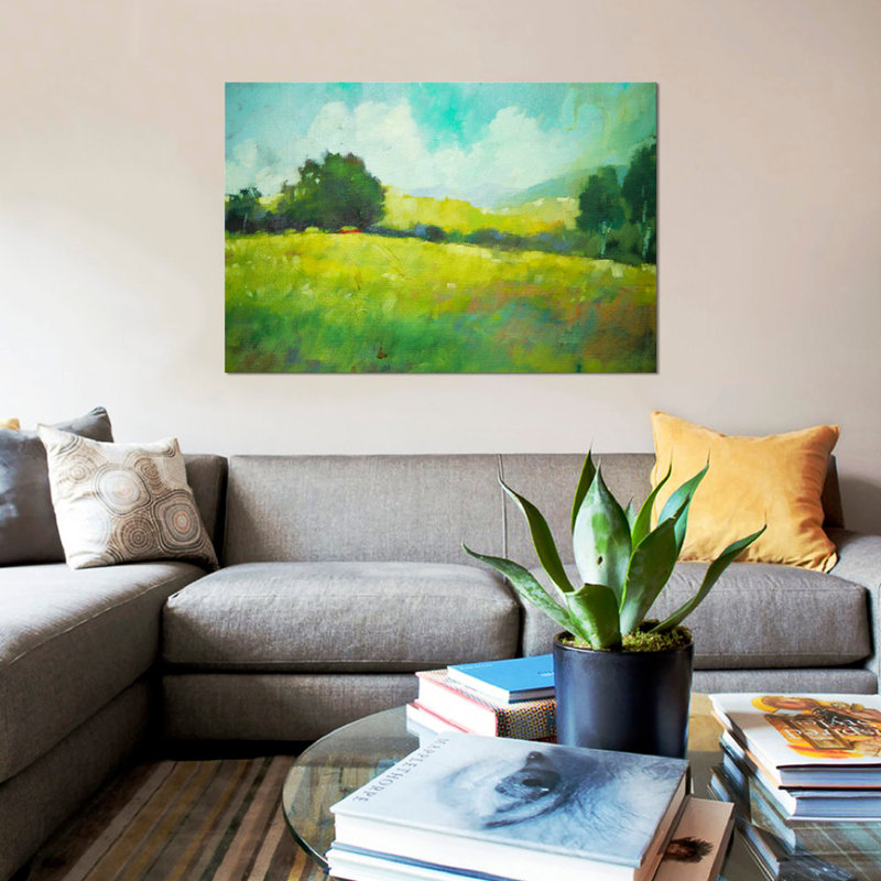 «Hillside», reproduction d'art sur toile, H 26 po x l 40 po x P 1,5 po, Pas de tapis, Toile tendue