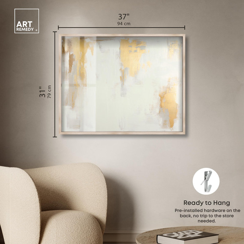 «Aurrée Echo II», impression abstraite par Art Remedy, H 31 po x l 37 po, Crème, crème