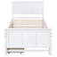 Lit plateforme simple blanc avec lit gigogne et tiroirs - Structure en pin robuste-1331473050