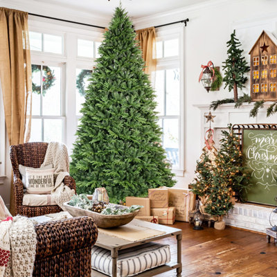 Arbre de Noël artificiel en PE et PVC de 4 pi, 856 pointes de branches réalistes, support en métal à charnières pour une installation facile, arbre de Noël vert pour la maison et le bureau