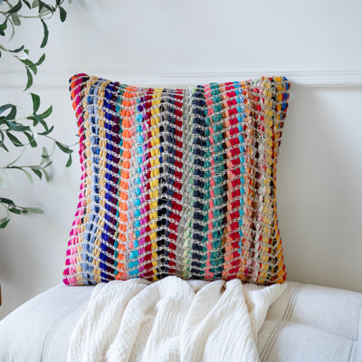 Housse de coussin en coton à chevrons