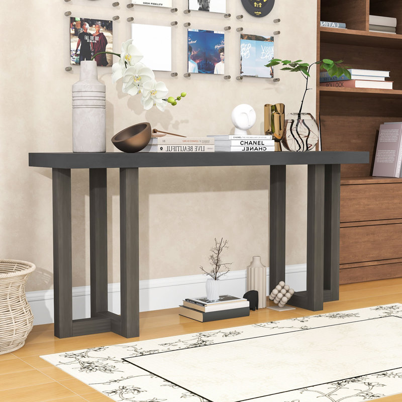 Console avec pieds en bois, Gris