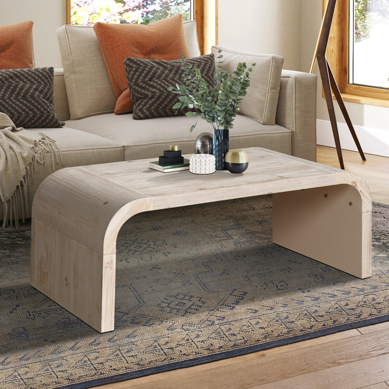 Table basse avec pieds de traîneau robustes, Bois naturel délavé
