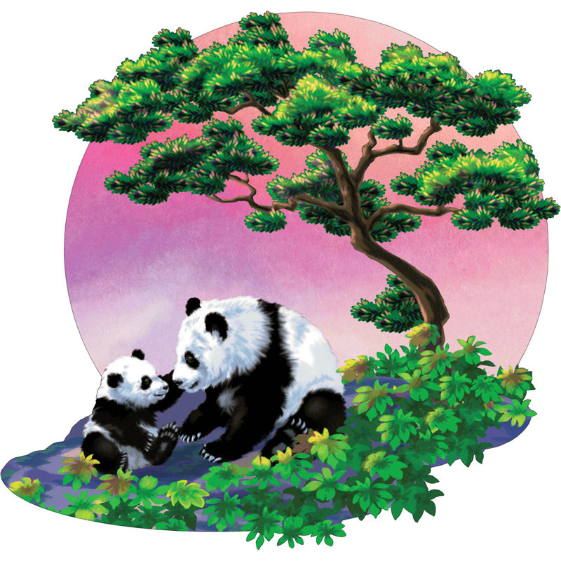 Adhésif décoratif panda et petit, H 23 po x l 24 po