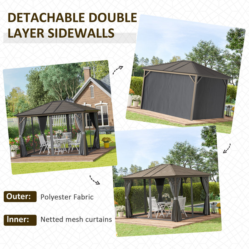 Dark Gray 10' x 12' Aluminum Frame Hardtop Gazebo