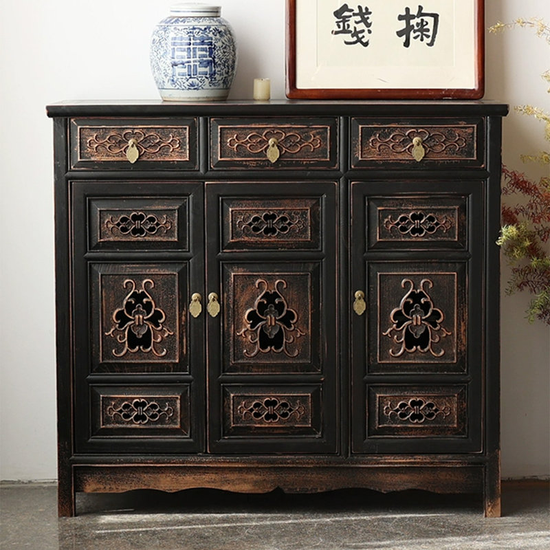 Modern Black Solid Wood Accent Cabinet