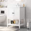 Lavabo de salle de bain moderne élégant en céramique blanche 24 po avec tablette ouverte en bois massif