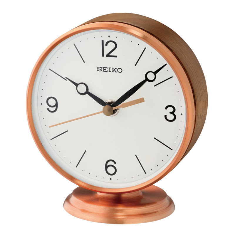 QXG150PLH Desk & Table Clock, Rose Golden, Rose Gold/Brown