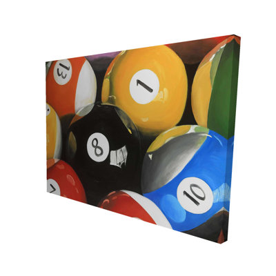 Pool Balls Closeup - Red Canvas Home Decor for Sports Lovers