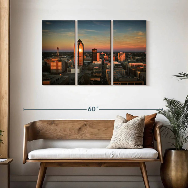 Des Moines, crépuscule, horizon, H 28 po x l 45 po