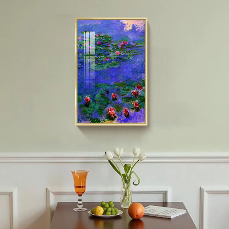 "Nymphéas" par Claude Monet - Peinture sur toile, H 24 po x l 16 po x P 1,3 po, Or