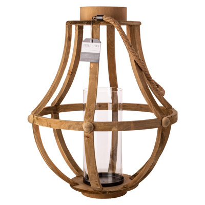 23"H Natural Wood Hurricane With Rope