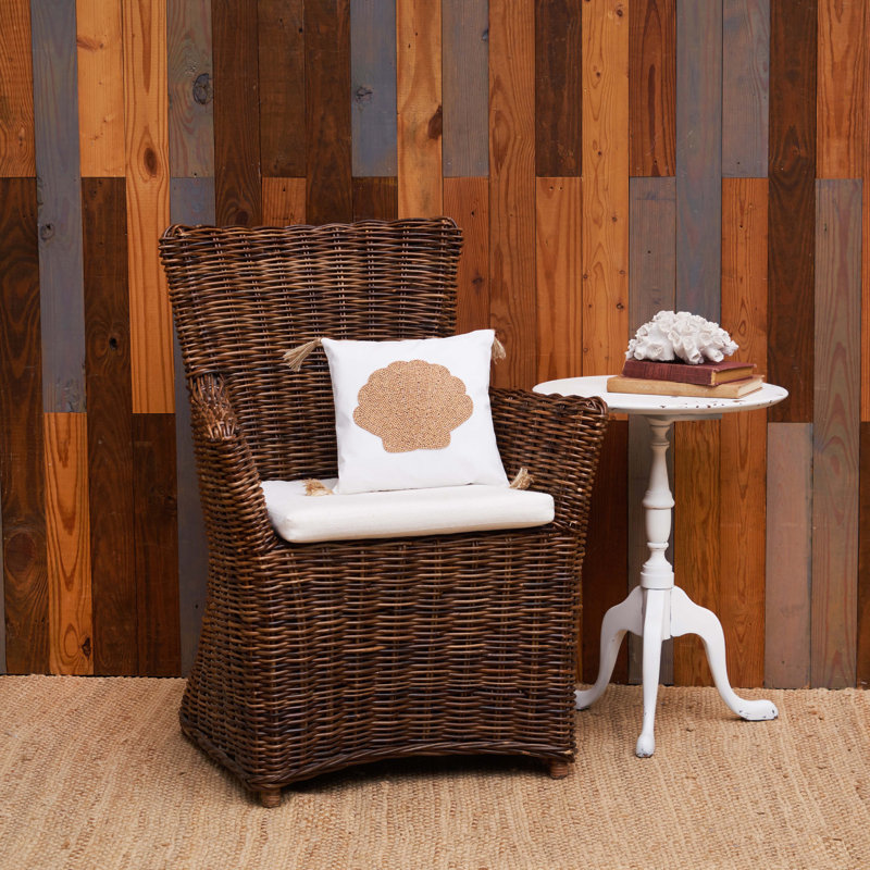 Shell Handmade Wood Beaded Throw Pillow