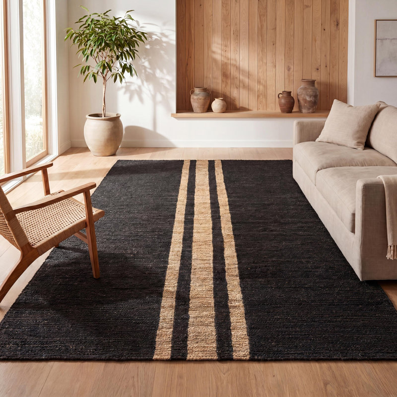 Tapis noir / naturel Amandus Rustic Farmhouse, Rectangulaire 3 pi x 5 pi
